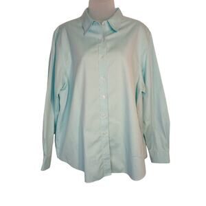 Orvis Button Front Long Sleeve Shirt Blue 18